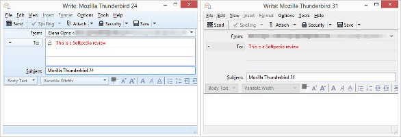 Showing the panel when composing a new message in Mozilla Thunderbird 31